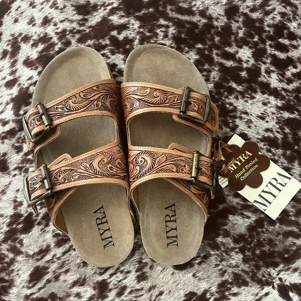 Myra Tooled Leather Sandals